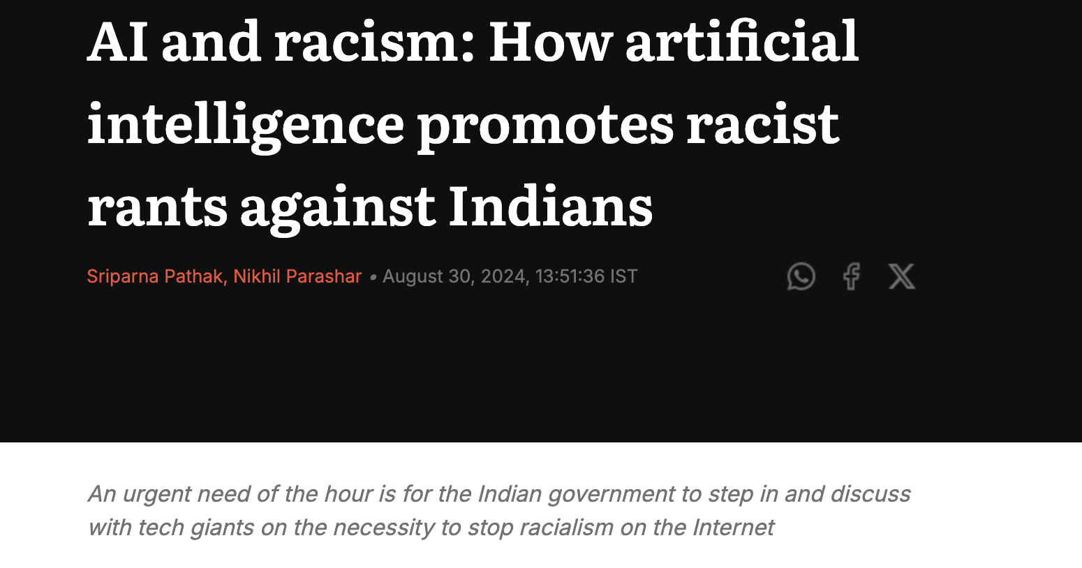 Cover image for AI and Racism: How Artificial Intelligence Promotes Racist Rants Against Indians